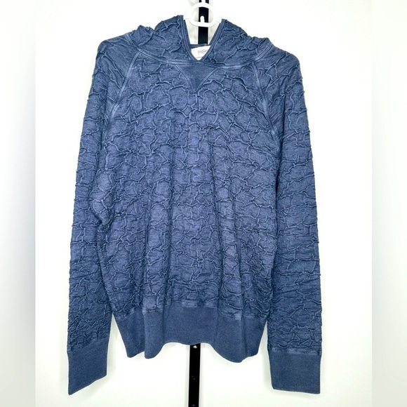 Yves Saint Laurent Men's Stefano Pilati Navy Crinkled Knit Hoodie - Designer - Picture 1 of 3